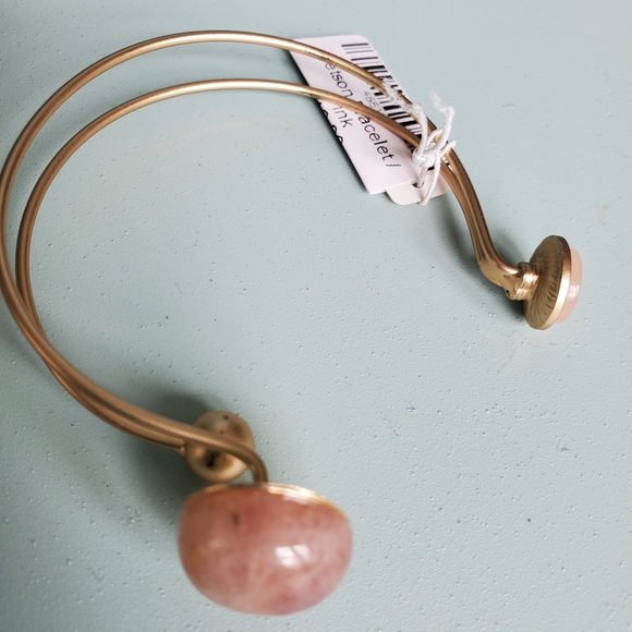 Jetson Gold Tone Double Wire Bracelet Pink - Picture 2 of 7